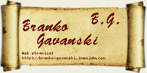 Branko Gavanski vizit kartica